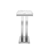 Maotifeys 47" Marble Console Table Modern White Faux Marble Entryway Table with U-Shape Silver Mirrored Stainless Steel Base Luxury Accent Sofa Table for Living Room Hallway Corridor Table Maotifeys