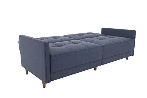 DHP Andora 76 Inch Futon Sofa Bed, Modern Upholstered Couch Sleeper with Button Tufted Back and Seat, Navy