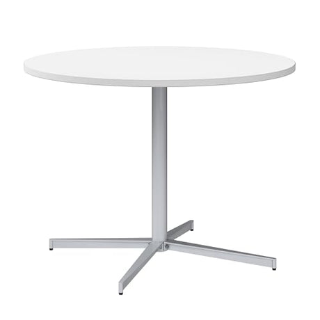 Bush Business Furniture 42-inch Round Conference Table with Metal Base, Circular Meeting Room Desk for 4 Users, White Bush Furniture
