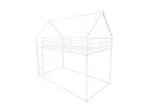 PVWIIK Bunk Bed Twin Over Twin for Girls,Boys,Twin House Bunk Bed Frame with Guardrail & Ladder,Noise-Free,Easy Assemble,No Box Spring Needed,White PVWIIK