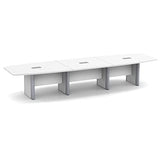 Thaweesuk Shop New 16 ft Modern Executive Boat Shaped Conference Table Room Wood Hide Wires Inside Elliptical Metal Legs Desk Grommets Racetrack Power Modules Black Boardroom Business Furniture White Generic