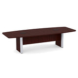 Thaweesuk Shop New 10 FT Mahogany Luxurious Modern Boat Shaped Conference Table Room Wood Hide Wires Inside Elliptical Silver Metal Legs Desk Grommets Racetrack Meeting Boardroom Office Furniture Generic