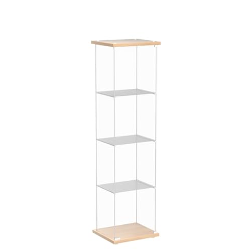 JT Floor Standing Tempered Glass Display Cabinet with 4 Shelves and Doors for Living Room, Bedroom, and Office - WoodArtSupply