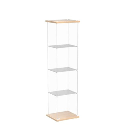 JT Floor Standing Tempered Glass Display Cabinet with 4 Shelves and Doors for Living Room, Bedroom, and Office - WoodArtSupply