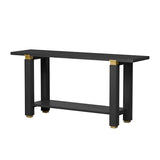 Merax 62.9" Modern Minimalist Console Table for Entryway Hallway Front Door, Narrow Pine Sideboard with Bottom Shelf, Easy Assemble Black Merax