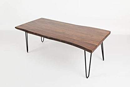 Jofran Nature's Edge 50" Modern Solid Wood Live Edge Coffee Table, Chestnut - WoodArtSupply