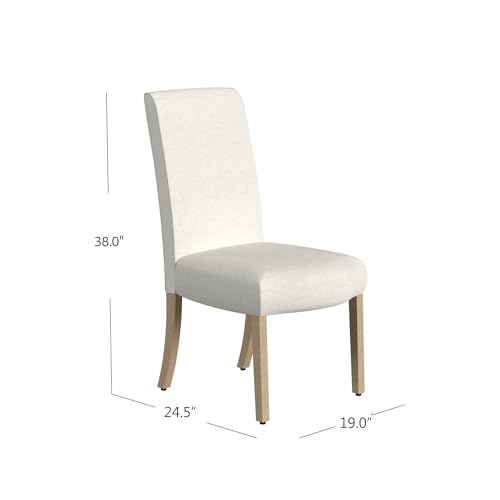 HomePop Scalloped Detail Dining Chair|Upholstered Parsons Dining Chairs |Decorative Home Furniture, Cream Textured Woven (Set of 2) HomePop