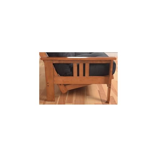 HomeStock Asian Allure Fusion Futon Wood Frame Classic Style with Mission Style Arms with Solid Pattern with Foldable Feature for Lounge Room with Tight Back Full Frame Without Drawers/Barbados HomeStock