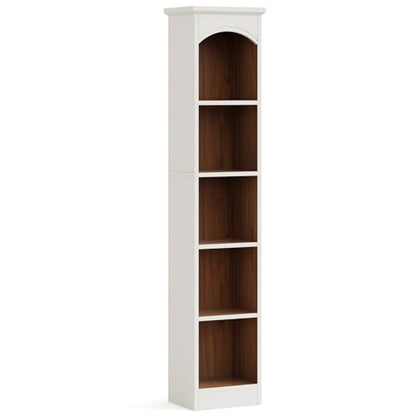 Tribesigns Narrow 5-Tier Bookcase - 70.9-Inch Tall White & Oak Corner Display Shelves - WoodArtSupply