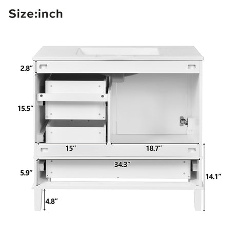 Bathroom Vanity, Modern Bathroom Cabinet With Sink Combo Set, Bathroom Storage Cabinet With A Soft Closing Door And 3 Drawers, Solid Wood Frame HouseOfZazla