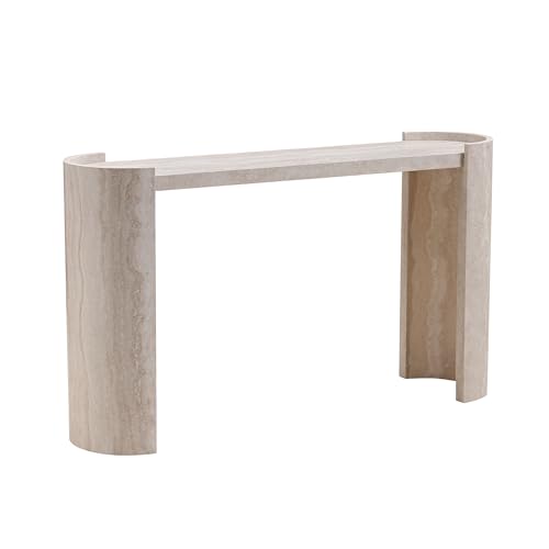 HanStrong 53.15" Faux Marble Pattern Entryway Table - Modern Narrow Console Table for Living Room and Hallway,Beige HanStrong