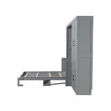 Merax Queen Size Murphy Bed Wall Bed with Closet and Wardrobe Storage for Bedroom,Gray Merax