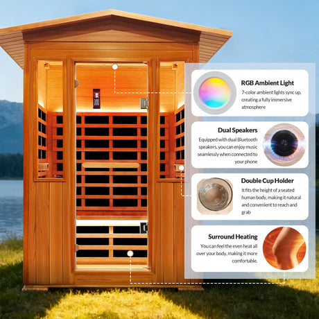 Outdoor Double Red Cedar Far Infrared Sauna Room HouseOfZazla