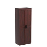 HOMCOM 63" 2-Door Kitchen Pantry, Freestanding Storage Cabinet with 5-tier Shelving and 2 Adjustable Shelves for Dining Room, Cherry Wood Color HOMCOM