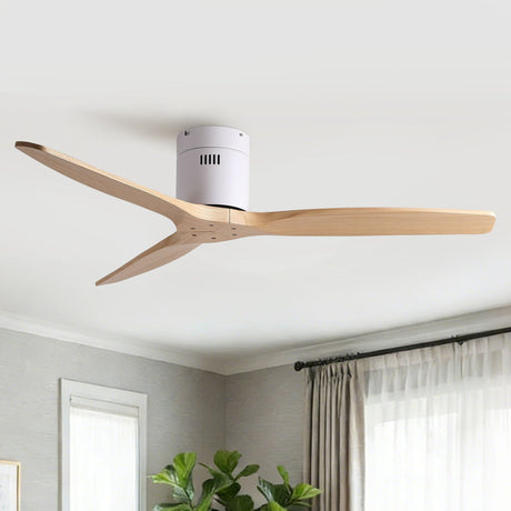 Low Profile Flush Ceiling Fan Without Light - Matte White / White HouseOfZazla