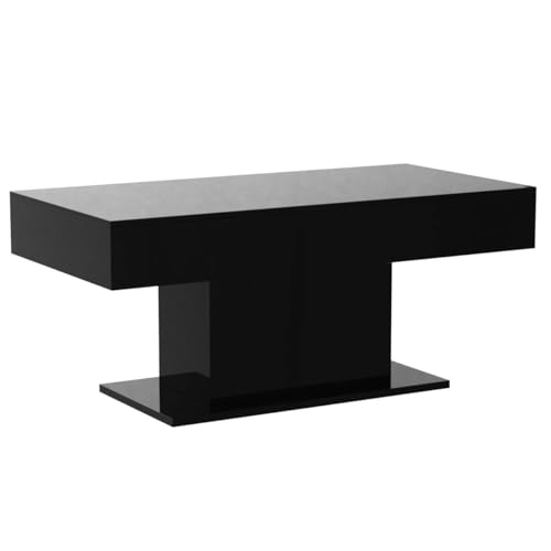 HedoAjim Led Coffee Table for Living Room, Living Room Table Rectangular Center Table, Modern High Glossy Wooden Coffee Tables with 16 Colors LED Lights for Dining Reception Room, Black HedoAjim