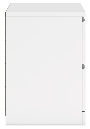 Signature Design by Ashley Onita Contemporary 2 Drawer Nightstand, 21.75" Tall, White Signature Design by Ashley