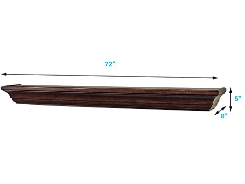 MANTELSDIRECT 72 Inch Floating Fireplace Mantel Wood Shelf in Chocolate - Colton from Mantels Direct | Wooden Rustic Wall Shelf Perfect for Décor and Electric Fireplaces