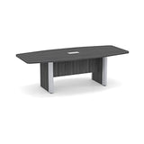 Thaweesuk Shop New Gray 8 FT Modern Boat Shaped Conference Table Wood Room Hide Wires Inside Elliptical Metal Legs Desk Grommets Racetrack Power Silver Modules Boardroom Meeting Business Furniture Generic