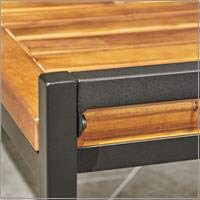 Christopher Knight Home Noel Outdoor Industrial Acacia Wood and Iron Bench, Teak Finish/Black Metal - WoodArtSupply