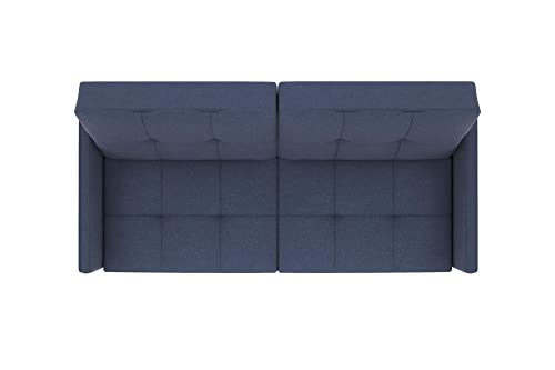 DHP Andora 76 Inch Futon Sofa Bed, Modern Upholstered Couch Sleeper with Button Tufted Back and Seat, Navy