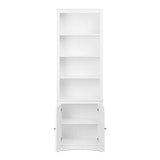 Pemberly Row Tall 6 Shelf Bookcase with 2 Shaker Doors in White Pemberly Row