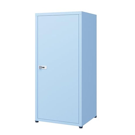 MIOCASA Metal Locker Storage Cabinet with Lock and Shelves,Single Door Lockable Cabinet for Bedroom,School,Kindergarten (Blue) MIOCASA