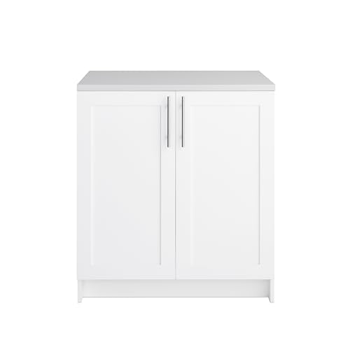 Prepac Elite 32" W Storage Cabinet with Doors and Shelves, White Garage Cabinet, Bathroom Storage with 1 Adjustable Shelf 24.5" D x 32" W x 36" H, WSCR-1005-1 Prepac
