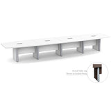 Thaweesuk Shop 18 ft White Modern Boat Shaped Conference Table Room Hide Wires Inside Elliptical Metal Legs Desk Grommets Racetrack Black Power Data Modules Boardroom Office Business Furniture Wood Generic