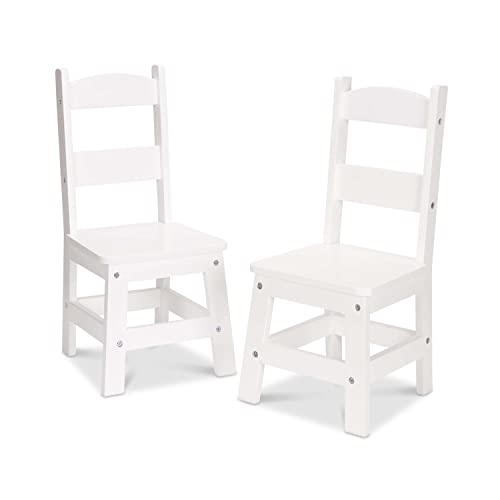 Melissa & Doug Wooden Chairs, Set of 2 - White Furniture for Playroom - Kid's Play Chairs, Toddler Activity Chairs, Children's Furniture - WoodArtSupply