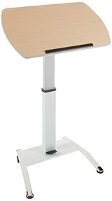 Luxor LX-PNADJ-LW Pneumatic Adjustable-Height Lectern/Mobile Standing Desk - Light Wood Luxor