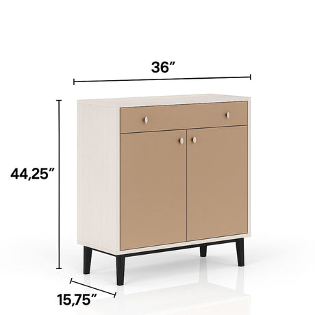 Bar Cabinet With Large Storage - White / Pecan HouseOfZazla