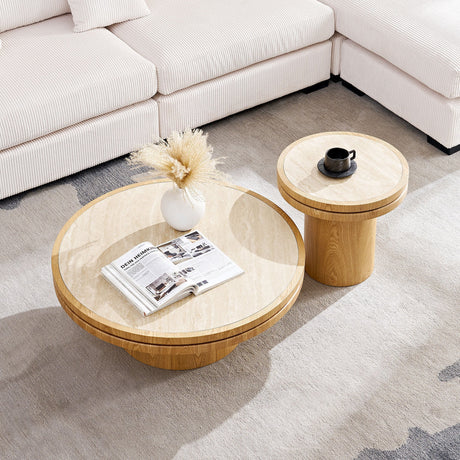 35.43 Inch Round Coffee Table with Sintered Stone Top HouseOfZazla