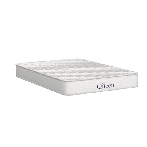 NapQueen 8 Inch Innerspring Full Size Medium Firm Memory Foam Mattress, Bed in a Box White