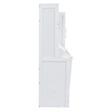 Queen Size Murphy Bed with Closet, Wall Bed with Storage Drawers, Murphy Bed Cabinet for Bedroom, Guest Room, Home Office, White Bellemave