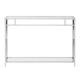 Convenience Concepts Oxford Chrome Console Table 42" - Contemporary Modern Sofa Table with Storage Shelf, Narrow Entryway Hall Table for Living Room, Bedroom, Bathroom, Glass/Chrome Convenience Concepts