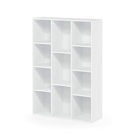 Furinno Luder Bookcase / Book / Storage , 11-Cube, White Furinno