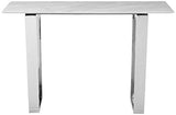 Meridian Furniture Carlton Collection Modern | Contemporary Marble Top Console Table with Stainless Steel Base and Polished Chrome Finish, 48" W x 17.5" D x 30" H, Meridian Furniture