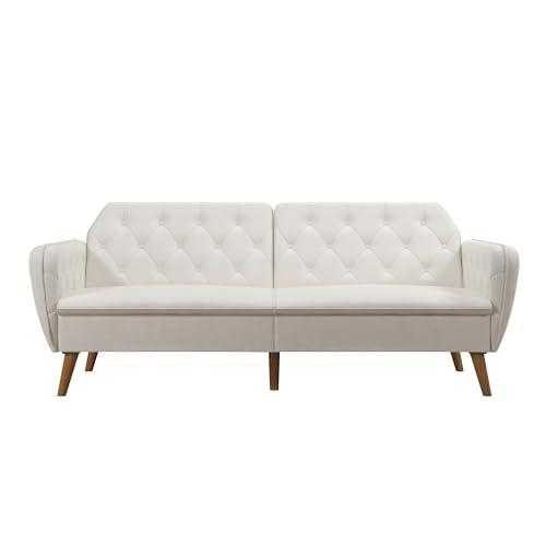 Novogratz Tallulah Memory Foam Futon Couch Bed, Futon Sofa Bed - Ivory Boucle Novogratz
