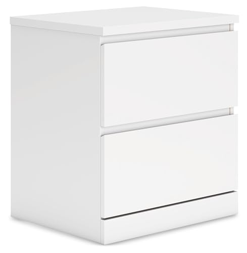 Signature Design by Ashley Onita Contemporary 2 Drawer Nightstand, 21.75" Tall, White Signature Design by Ashley