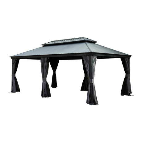 12'x20' Hardtop Gazebo with Resin Roof, Curtains, and Mosquito Netting HouseOfZazla