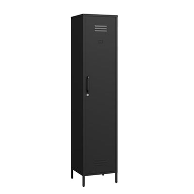 Elitehouse Tall Single Door Metal Locker with Adjustable Shelves, Black Tall Metal Locker Storage Cabinet，Easy Assembly for Living Room Bedroom （15.8”W x 15”D x 70.9”H ）
