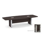 Saranya 18 Shop 10 FT Natural Aspen Modern Boat Shaped Conference Table Hide Wires Inside Elliptical Metal Legs Grommets Racetrack Meeting Room Boardroom Desk Office Wood 2 Power Data Modules Black Generic