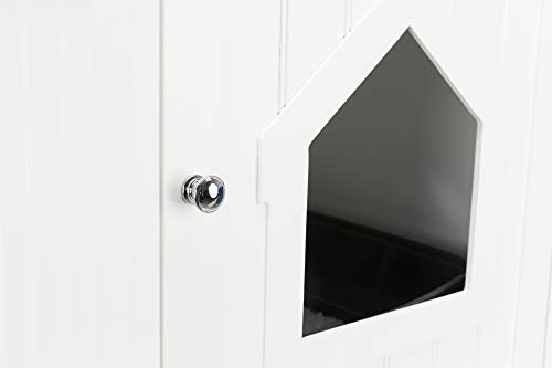 TRIXIE Furniture Style Litter Box Enclosure with Shelf, Indoor Pet Home, White TRIXIE
