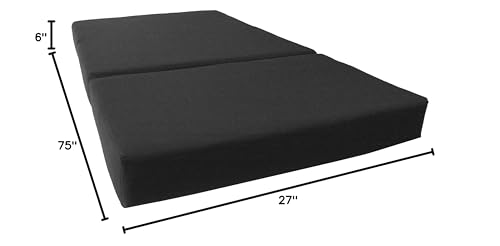 D&D Futon Furniture Trifold Foam Bed, Folding Ottoman Mattress (Black, Chair Size (6 x 27 x 75)) D&D Futon Furniture