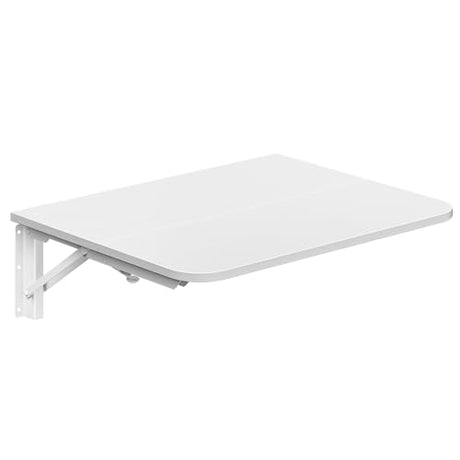 HOOBRO Folding Table, Wall Mounted Desk, Floating Wall Desk with Iron Bracket, Drop Leaf Table for Small Spaces, for Kitchen, Laundry Room, Home, Office, White WT054BZ01 HOOBRO