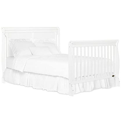 Dream On Me 5-in-1 Brody Full Panel Convertible Crib in White with Changer, Spacious Drawers, Detachable Changing -Table, 1''Changing Pad