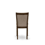 East West Furniture F2MZ7-N04 7 Piece Dining Room Furniture Set Consist of a Round Dining Table with Pedestal and 6 Light Tan Linen Fabric Upholstered Chairs, 48x48 Inch, Antique Walnut East West Furniture