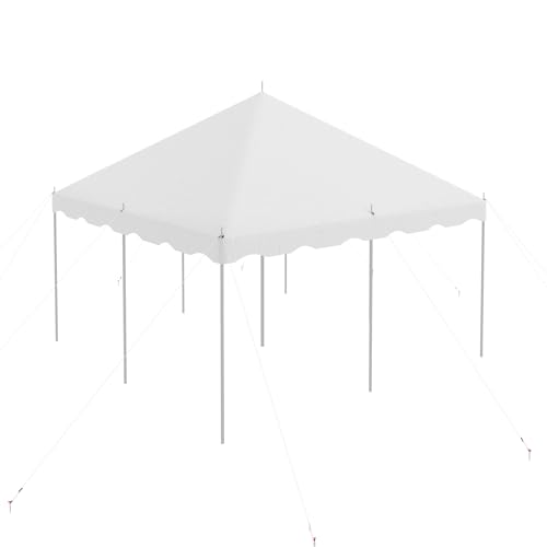 EROMMY 15x15ft Pole Party Tent, Heavy Duty Outdoor Canopy with Carry Bags, Large White Event Tent for 40 People, Ideal for Parties, Weddings, and Gatherings EROMMY