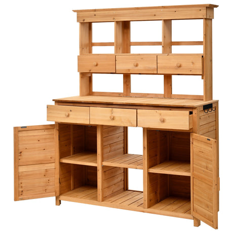 TOPMAX 65.7'' Tall Garden Potting Bench Table with Hutch HouseOfZazla
